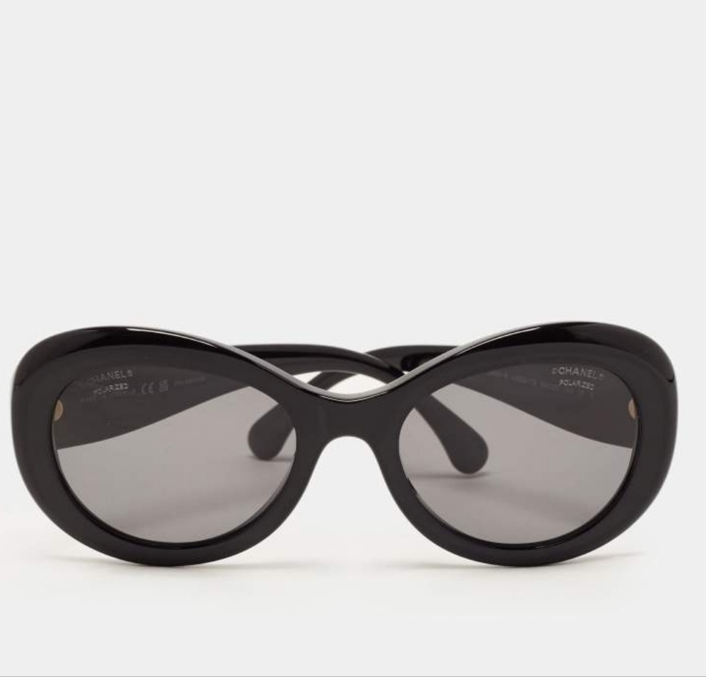 Brand New! Chanel CC Black 5469-B CC Oval Sunglasses SUNNIES POLARIZED - Picture 11 of 16